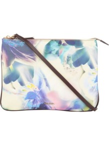 Hove Dragon Print Cross Body Bag - occasions: casual, evening, occasion, holiday; predominant colour: multicoloured; type of pattern: standard; style: shoulder; length: across body/long; size: small; material: satin; embellishment: zips; pattern: florals; trends: high impact florals; finish: fluorescent