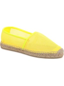 Leanne Raffia Espadrilles - predominant colour: yellow; occasions: casual, holiday; material: fabric; heel height: flat; toe: round toe; style: ballerinas / pumps; trends: fluorescent; finish: fluorescent; pattern: plain