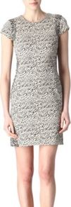 Pele Snake Wave Dress - style: shift; length: mid thigh; fit: tight; waist detail: fitted waist; predominant colour: light grey; occasions: casual, evening; fibres: polyester/polyamide - stretch; neckline: crew; sleeve length: short sleeve; sleeve style: standard; pattern type: fabric; pattern size: small & busy; pattern: patterned/print; texture group: jersey - stretchy/drapey