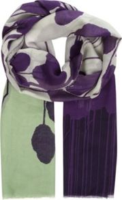 Hanovar Printed Scarf - predominant colour: purple; secondary colour: pistachio; occasions: casual, work; type of pattern: large; style: regular; size: standard; material: fabric; pattern: patterned/print