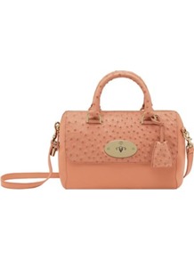 Del Rey Small Calf And Ostrich Bag - predominant colour: nude; occasions: casual, evening, work, occasion, holiday; type of pattern: light; style: bowling; length: handle; size: small; material: animal skin; pattern: plain; finish: plain