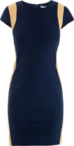 Pele Dress - style: shift; length: mid thigh; sleeve style: capped; pattern: plain; waist detail: fitted waist; predominant colour: navy; secondary colour: nude; occasions: evening, occasion; fit: body skimming; fibres: polyester/polyamide - stretch; neckline: crew; sleeve length: short sleeve; texture group: jersey - stretchy/drapey