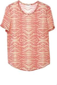 Riley Tee In Future Reptile - neckline: round neck; length: below the bottom; style: t-shirt; predominant colour: pink; occasions: casual; fibres: silk - 100%; fit: straight cut; sleeve length: short sleeve; sleeve style: standard; texture group: silky - light; pattern type: fabric; pattern size: standard; pattern: animal print