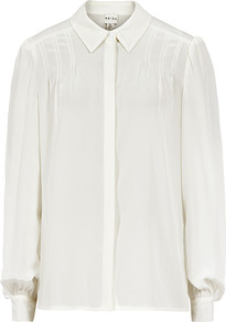 Camile Silk Long Sleeve Shirt - neckline: shirt collar/peter pan/zip with opening; pattern: plain; style: shirt; predominant colour: white; occasions: casual, evening, work; length: standard; fibres: silk - 100%; fit: loose; sleeve length: long sleeve; sleeve style: standard; texture group: sheer fabrics/chiffon/organza etc.; pattern type: fabric
