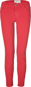 Red Coral Stiletto Jeans - style: skinny leg; length: standard; pattern: plain; waist: low rise; pocket detail: traditional 5 pocket; predominant colour: true red; occasions: casual; fibres: cotton - stretch; texture group: denim; pattern type: fabric