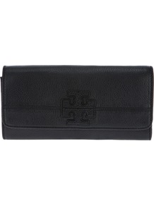 Logo Clutch - predominant colour: black; occasions: evening, occasion; type of pattern: light; style: clutch; length: hand carry; size: small; material: leather; embellishment: applique; pattern: plain; finish: plain