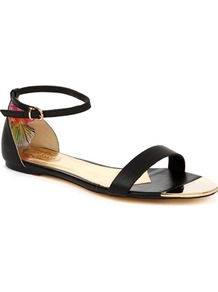 Ted Baker Ballena Flat Leather Sandals - predominant colour: black; occasions: casual, evening, work, holiday; material: leather; heel height: flat; ankle detail: ankle strap; heel: standard; toe: open toe/peeptoe; style: strappy; finish: plain; pattern: plain