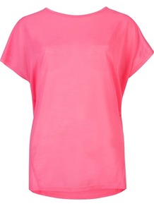 Ted Baker Cordel Crew Neck T Shirt - pattern: plain; style: t-shirt; predominant colour: hot pink; occasions: casual, work; length: standard; fibres: polyester/polyamide - 100%; fit: straight cut; neckline: crew; sleeve length: short sleeve; sleeve style: standard; trends: fluorescent; pattern type: fabric; pattern size: standard; texture group: jersey - stretchy/drapey