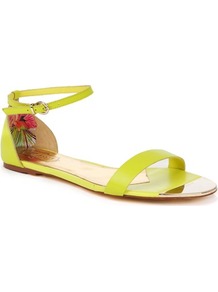 Ted Baker Ballena Flat Leather Sandals - predominant colour: lime; occasions: casual, work, holiday; material: leather; heel height: flat; embellishment: buckles; ankle detail: ankle strap; heel: standard; toe: open toe/peeptoe; style: gladiators; trends: fluorescent; finish: plain; pattern: plain