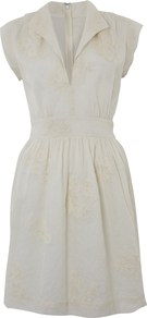 Happy Ever After Shirt Dress - style: shirt; neckline: shirt collar/peter pan/zip with opening; sleeve style: capped; fit: fitted at waist; pattern: plain; predominant colour: white; occasions: casual, evening, work; length: just above the knee; fibres: cotton - 100%; hip detail: structured pleats at hip; waist detail: narrow waistband; sleeve length: short sleeve; texture group: cotton feel fabrics; pattern type: fabric