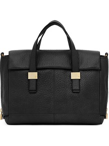 Sal Short Handle Handbag - predominant colour: black; occasions: casual, evening, work; type of pattern: standard; style: tote; length: handle; size: standard; material: leather; pattern: plain; finish: plain