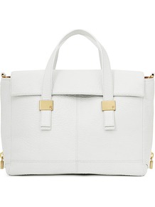 Sal Short Handle Handbag - predominant colour: white; occasions: casual, evening, work, holiday; type of pattern: standard; style: tote; length: handle; size: standard; material: leather; pattern: plain; finish: plain; embellishment: chain/metal
