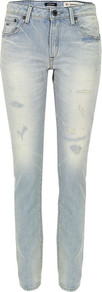 Elle Oss Light Wash Slim Boyfriend Jeans - length: standard; pattern: plain; pocket detail: traditional 5 pocket; style: slim leg; waist: mid/regular rise; predominant colour: denim; occasions: casual; fibres: cotton - 100%; jeans detail: washed/faded; texture group: denim; pattern type: fabric; pattern size: standard