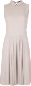 'Casey' Crepe Dress - style: shirt; neckline: shirt collar/peter pan/zip with opening; pattern: plain; sleeve style: sleeveless; waist detail: fitted waist; predominant colour: blush; occasions: evening, work; length: on the knee; fit: body skimming; fibres: polyester/polyamide - mix; hip detail: structured pleats at hip; back detail: keyhole/peephole detail at back; sleeve length: sleeveless; texture group: crepes; trends: glamorous day shifts; pattern type: fabric; pattern size: standard