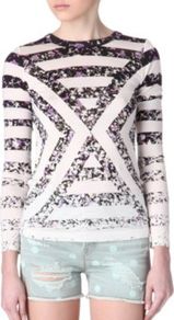 Exeter Printed Top - pattern: striped; secondary colour: white; predominant colour: black; occasions: casual, holiday; length: standard; style: top; fit: body skimming; neckline: crew; sleeve length: 3/4 length; sleeve style: standard; texture group: silky - light; trends: striking stripes; pattern type: fabric; pattern size: standard; fibres: viscose/rayon - mix