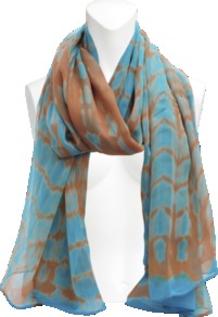 Keisha Silk Stole. - predominant colour: turquoise; secondary colour: terracotta; occasions: casual, evening, work, occasion, holiday; type of pattern: standard; style: regular; size: standard; material: silk; pattern: tie dye