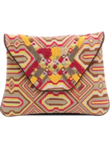 Tulib Clutch. - predominant colour: stone; occasions: casual, evening, occasion; type of pattern: standard; style: clutch; length: hand carry; size: standard; material: fabric; trends: statement prints; finish: plain; pattern: patterned/print