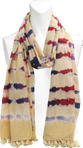 Artus Tie And Dye Stole. - occasions: casual; predominant colour: multicoloured; type of pattern: standard; style: regular; size: standard; material: fabric; embellishment: tassels; pattern: tie dye