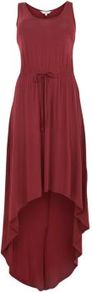 Deep Pink Tie Front Dip Hem Dress - neckline: round neck; pattern: plain; sleeve style: sleeveless; waist detail: belted waist/tie at waist/drawstring; occasions: casual, evening, holiday; length: just above the knee; fit: body skimming; style: asymmetric (hem); fibres: viscose/rayon - stretch; back detail: longer hem at back than at front; sleeve length: sleeveless; pattern type: fabric; texture group: jersey - stretchy/drapey; predominant colour: dusky pink