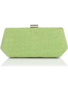Apple Crinkle Clutch - predominant colour: lime; occasions: evening, occasion; type of pattern: standard; style: clutch; length: hand carry; size: small; material: fabric; pattern: plain; trends: fluorescent; finish: plain