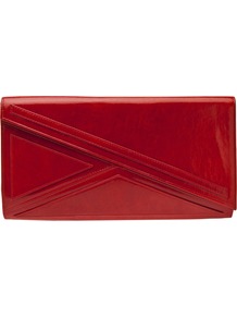 Asymmetrical Clutch - predominant colour: true red; occasions: evening, occasion; type of pattern: standard; style: clutch; length: hand carry; size: oversized; material: leather; pattern: plain; finish: plain