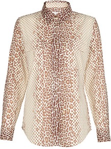 Slim Signature Leopard Spot Shirt - neckline: shirt collar/peter pan/zip with opening; style: shirt; predominant colour: camel; occasions: casual, evening, work; length: standard; fibres: cotton - 100%; fit: body skimming; sleeve length: long sleeve; sleeve style: standard; texture group: sheer fabrics/chiffon/organza etc.; pattern type: fabric; pattern size: standard; pattern: animal print