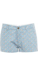 Otrot Floral Print Shorts - style: shorts; pocket detail: small back pockets, pockets at the sides; length: short shorts; waist: mid/regular rise; predominant colour: pale blue; occasions: casual, holiday; fibres: cotton - 100%; hip detail: fitted at hip (bottoms); waist detail: narrow waistband; texture group: cotton feel fabrics; fit: slim leg; pattern type: fabric; pattern size: small & light; pattern: florals