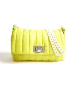 Nylon Quilted Mahai Clutch Bag - predominant colour: yellow; occasions: casual, evening; style: clutch; length: hand carry; size: small; material: fabric; embellishment: quilted; pattern: plain; trends: fluorescent; finish: fluorescent