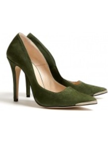 Marina Suede Skinny Stiletto Court Shoes - predominant colour: dark green; occasions: casual, evening, work, occasion; material: suede; heel height: high; heel: stiletto; toe: pointed toe; style: courts; finish: plain; pattern: plain; embellishment: chain/metal