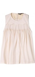 Carrie Sccalloped Blush Silk Blouse - pattern: plain; sleeve style: sleeveless; bust detail: added detail/embellishment at bust; style: blouse; shoulder detail: contrast pattern/fabric at shoulder; predominant colour: blush; occasions: casual, evening; length: standard; fibres: silk - 100%; fit: loose; neckline: crew; sleeve length: sleeveless; texture group: crepes; pattern type: fabric; pattern size: standard