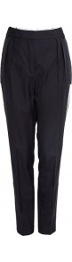 Klemence Slim Trouser - pattern: plain; style: harem/slouch; waist detail: fitted waist; pocket detail: small back pockets, pockets at the sides; waist: mid/regular rise; predominant colour: black; occasions: casual, evening, work; length: ankle length; fibres: polyester/polyamide - mix; hip detail: side pleats at hip; texture group: structured shiny - satin/tafetta/silk etc.; trends: sporty redux; fit: tapered; pattern type: fabric; pattern size: small & light