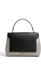 Bathurst Bow Leather Satchel Bag - predominant colour: black; occasions: casual, evening, work; type of pattern: light; style: structured bag; length: handle; size: standard; material: leather; finish: plain; pattern: colourblock