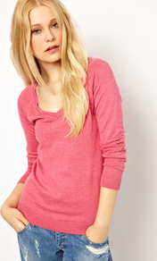 Basic V Neck Jumper - neckline: low v-neck; pattern: plain; style: standard; predominant colour: pink; occasions: casual; length: standard; fibres: cotton - mix; fit: standard fit; sleeve length: long sleeve; sleeve style: standard; pattern type: fabric; pattern size: standard; texture group: jersey - stretchy/drapey