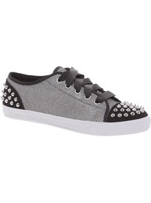 Kg Liberal Studded Trainers - predominant colour: light grey; occasions: casual, work, holiday; material: fabric; heel height: flat; embellishment: studs; toe: round toe; style: trainers; trends: sporty redux, metallics; finish: metallic; pattern: two-tone