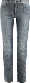 Floral Faded High Waisted Skinny Jeans - style: skinny leg; length: standard; pocket detail: traditional 5 pocket; waist: mid/regular rise; predominant colour: denim; occasions: casual; fibres: cotton - 100%; jeans detail: washed/faded; texture group: denim; pattern type: fabric; pattern size: standard; pattern: patterned/print
