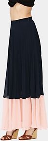 Pleated Maxi Skirt, Navy - fit: loose/voluminous; waist: mid/regular rise; secondary colour: blush; predominant colour: black; occasions: casual, evening, work, holiday; length: floor length; style: maxi skirt; fibres: polyester/polyamide - 100%; hip detail: soft pleats at hip/draping at hip/flared at hip; texture group: sheer fabrics/chiffon/organza etc.; pattern type: fabric; pattern size: standard; pattern: colourblock