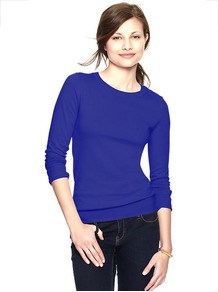Luxlight Crew Pullover - pattern: plain; style: standard; predominant colour: royal blue; occasions: casual, work; length: standard; fibres: cotton - mix; fit: standard fit; neckline: crew; sleeve length: 3/4 length; sleeve style: standard; texture group: knits/crochet; pattern type: knitted - other; pattern size: standard