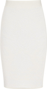 Nix Knitted Side Panel Skirt - pattern: plain; style: pencil; fit: tight; waist: mid/regular rise; predominant colour: ivory; occasions: casual, evening, work, holiday; length: just above the knee; fibres: polyester/polyamide - stretch; pattern type: fabric; pattern size: light/subtle; texture group: jersey - stretchy/drapey