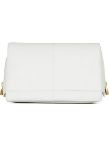 Mimi Cube Zip Detail Clutch - predominant colour: white; occasions: evening, occasion; type of pattern: standard; style: clutch; length: hand carry; size: standard; material: leather; pattern: plain; finish: plain