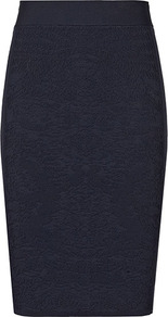 Nix Knitted Side Panel Skirt - pattern: plain; style: pencil; fit: tight; waist: high rise; predominant colour: navy; occasions: casual, evening, work; length: just above the knee; fibres: polyester/polyamide - stretch; hip detail: sculpting darts/pleats/seams at hip; texture group: jersey - clingy; pattern type: fabric; pattern size: small & light