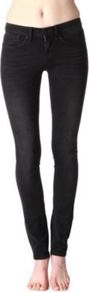 Lou Skinny Mid Rise Jeans - style: skinny leg; length: standard; pattern: plain; pocket detail: traditional 5 pocket; waist: mid/regular rise; predominant colour: black; occasions: casual, evening; fibres: cotton - stretch; jeans detail: whiskering, shading down centre of thigh, dark wash; texture group: denim; pattern type: fabric
