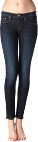 Core Kensington Skinny Low Rise Jeans - style: skinny leg; pattern: plain; waist: low rise; pocket detail: traditional 5 pocket; predominant colour: navy; occasions: casual; length: ankle length; fibres: cotton - stretch; jeans detail: shading down centre of thigh, dark wash; texture group: denim; pattern type: fabric
