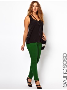 Curve Skinny Jean In Green - style: skinny leg; length: standard; pattern: plain; pocket detail: traditional 5 pocket; waist: mid/regular rise; predominant colour: emerald green; occasions: casual, evening; fibres: cotton - stretch; texture group: denim; pattern type: fabric
