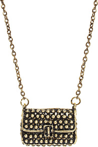 Gurla Purse Pendant Necklace - predominant colour: gold; occasions: casual, evening, holiday; style: pendant; length: long; size: standard; material: chain/metal; finish: plain; embellishment: chain/metal