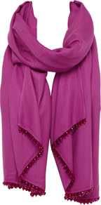 Theresa Wrap - predominant colour: hot pink; occasions: casual, evening, occasion, holiday; type of pattern: standard; style: wrap; size: large; material: fabric; embellishment: beading; pattern: plain