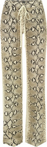 4010 Stone Snake Print Silk Pyjama Trousers - length: standard; waist detail: elasticated waist; waist: mid/regular rise; predominant colour: stone; occasions: casual, evening; fibres: silk - 100%; texture group: silky - light; fit: straight leg; pattern type: fabric; pattern size: big & busy; pattern: animal print; style: standard