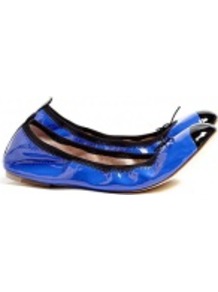 Blue Patent Luxury Ballet Pumps - predominant colour: royal blue; occasions: casual; material: leather; heel height: flat; toe: round toe; style: ballerinas / pumps; finish: patent; pattern: plain