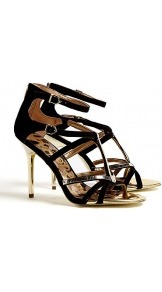 Black Alena Suede Sandals - predominant colour: black; occasions: evening, occasion; material: suede; heel height: high; ankle detail: ankle strap; heel: stiletto; toe: open toe/peeptoe; style: strappy; finish: plain; pattern: plain; embellishment: chain/metal