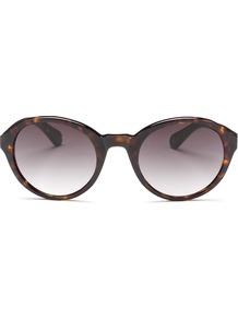 Edie Round Sunglasses - predominant colour: chocolate brown; occasions: casual, holiday; style: round; size: large; material: plastic/rubber; pattern: tortoiseshell; finish: plain