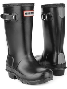Original Wellies - predominant colour: black; occasions: casual; material: plastic/rubber; heel height: flat; embellishment: buckles; heel: block; toe: round toe; boot length: mid calf; style: wellies; finish: plain; pattern: plain